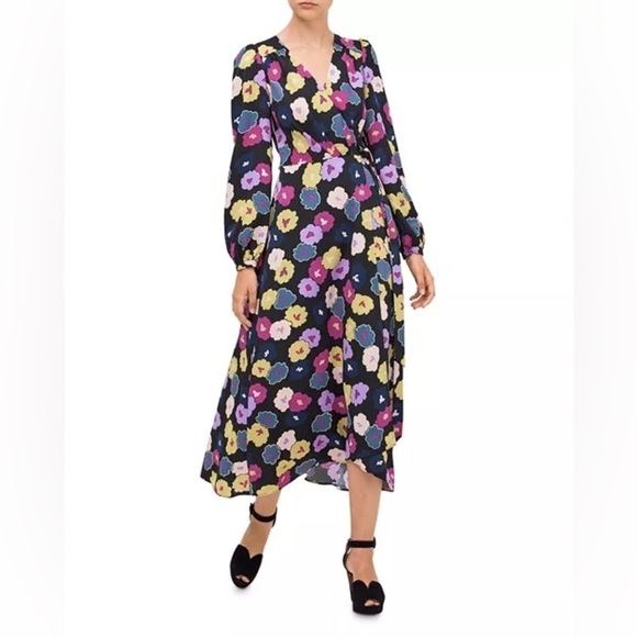 Kate Spade New York Winter Garden Floral Midi Wrap Dress - Picture 2 of 14
